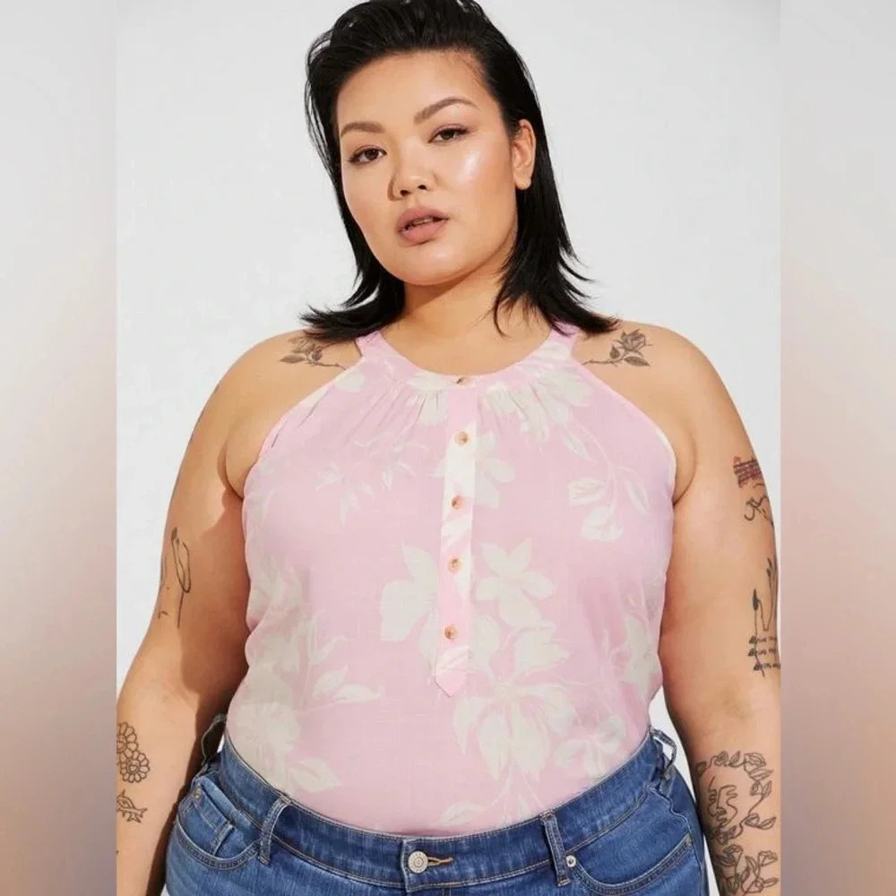 Torrid Pink Floral Tank Top
